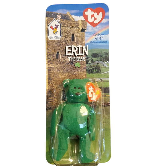 Ty Beanie Baby Erin The Bear 1997 Retired PVC Pellets 4th Gen McDonalds Emerald - Picture 1 of 8